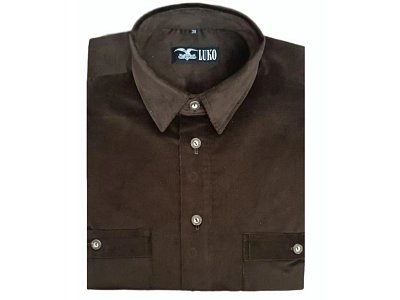 Košile LUKO 252207 hnědý manšestr vel. 44