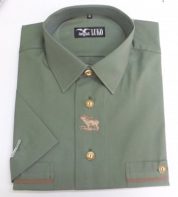 Košile LUKO 094124 zelená s krátkým rukávem vel. 45