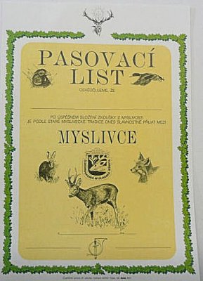 Pasovací list myslivce