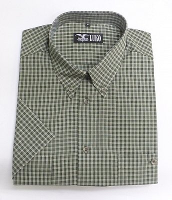 Košile LUKO krátký rukáv 194121 zelená kostka vel. 40